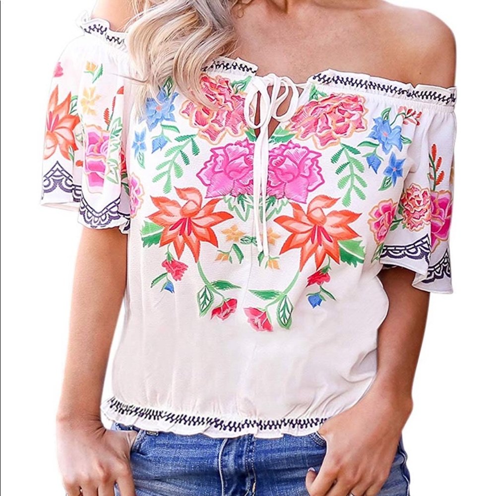 Asvivid Floral off the shoulder top
